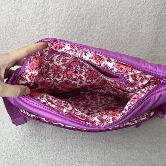 Vera Bradley Utility Crossbody Purse Bag-Recycled Cotton-Rich Orchid Pink-Floral - Picture 6 of 11